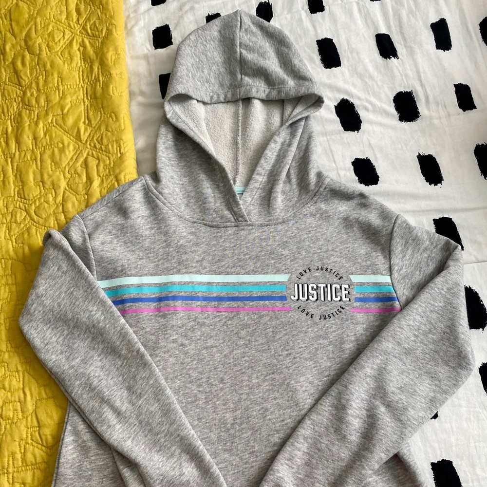 Justice Cropped Hoodie with Logo